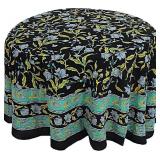 India Arts Floral Round Tablecloth 90"