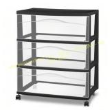 Sterilite Wide 3 Drawer Storage Cart, White