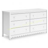 Hallityn White 6 Drawer 60.75 in. Dresser