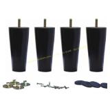 WEICHUAN Black Solid Wood Sofa Feet (6")
