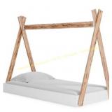Twin Piperton Tent Bed In a Box White/Brown