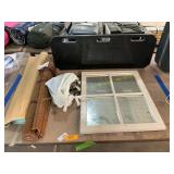 Shelf, blinds, picture frame