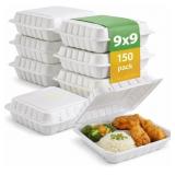 Front Lock 9x9 White Clamshell, 3-Compartment
