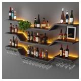 LED Wine Rack Wall Mount 3-Tier (Black)