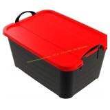 Life Story 55 Qt Stackable Bins, Black/Red