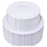 U-QE White Plastic Plates: Dinner/Dessert