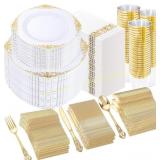 YOUBET 700PCS Gold Dinnerware Set