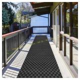 Runner Rug 2x6 ft, Non-Slip, Checkered Black