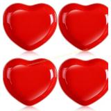 Tioncy 4 Pcs Ceramic Heart Plates 9" Red