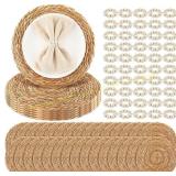 Cattail Woven Placemats Set with Rings