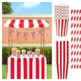 Meooeck 75 Pcs Carnival Decor Kit: Red & White