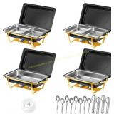 Chafing Dishes Buffet Set 8 Qt 4 Pack Black