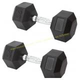 Hex 35LB Rubber Dumbbells, 2-pack