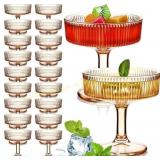 Teenyyou 20 Pcs Ribbed Champagne Glasses 7 oz