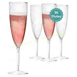 Clear Plastic Champagne Flutes, 96 Pcs, 6 oz