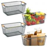 Ziliny 4 Pcs Metal Mesh Baskets with Handles