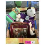 Stuffed animals, kitchen utensils, games