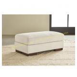 Maggie Beige Polyester Rectangular Ottoman