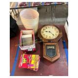Wall clock, mouse bait, waste cans