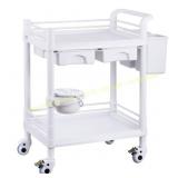 VEVOR 2-Tier Lab Cart with 2 Trays & Drawers