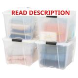 IRIS 54 Qt Stackable Storage Bins w/ Lids (4)