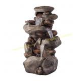 40-In Outdoor 4-Tier Rock Water Fountain