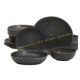 Gibson Zion Mist 16-Pc Dinner Set - Black