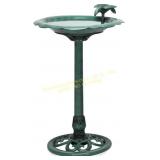 Alpine 31" Tall Outdoor Antique Birdbath Green
