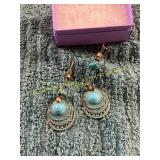 Unverified Vintage Bronze + Turquoise Earrings