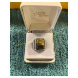 Unverified Mens 11 Silver Tiger Eye Ring