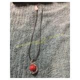 20in Natural Red Stone Dragon Pendant Necklace