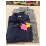 Mens XL Performance Polo + Plaid Button Up
