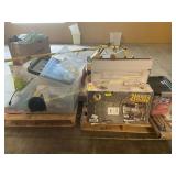 2 Pallets with Cat Food, Totes, Light, Etc