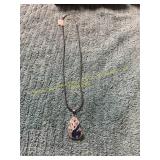 20in Natural Stone Peacocks Pendant Necklace