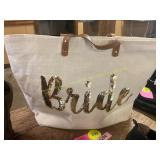 Mud Pie Brand Gold Sequin Bride Tote Bag