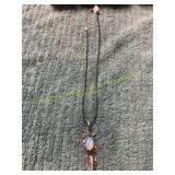 22in Natural Stone + Alloy Feather Necklace