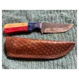 Damascus File Knife With Sheath