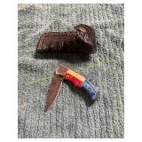 Damascus Pocket Knife with Sheath