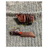 Damascus Knife with Sheath/Keychain