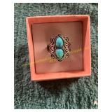 Unverified Size 5 Vin. Silver Turquoise Ring