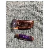 Damascus Pocket Knife with Sheath