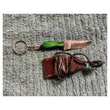 Damascus Knife with Sheath/Keychain