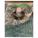 Unverified Vintage Bronze + Turquoise Bracelet