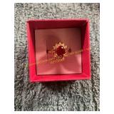 Unverified Size 6 Vintage Gold + Ruby Ring