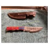 Damascus Hunting Knife with Sheath