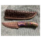 Damascus Hunting Knife with Sheath
