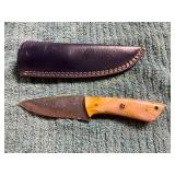 Damascus File Knife with Sheath