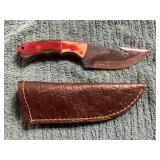 Damascus File Hunting Knife with Sheath