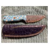 Damascus File Knife with Sheath
