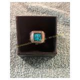 Unverified Mens Size 10 Silver Turquoise Ring